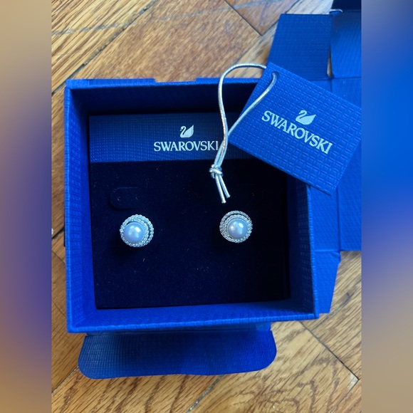 Swarovski Jewelry - New Swarovski Elegant Beautiful Boxed White Pearl Stud Earrings